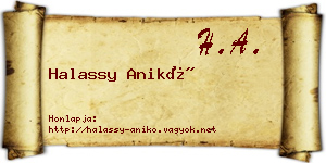 Halassy Anikó névjegykártya