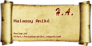 Halassy Anikó névjegykártya